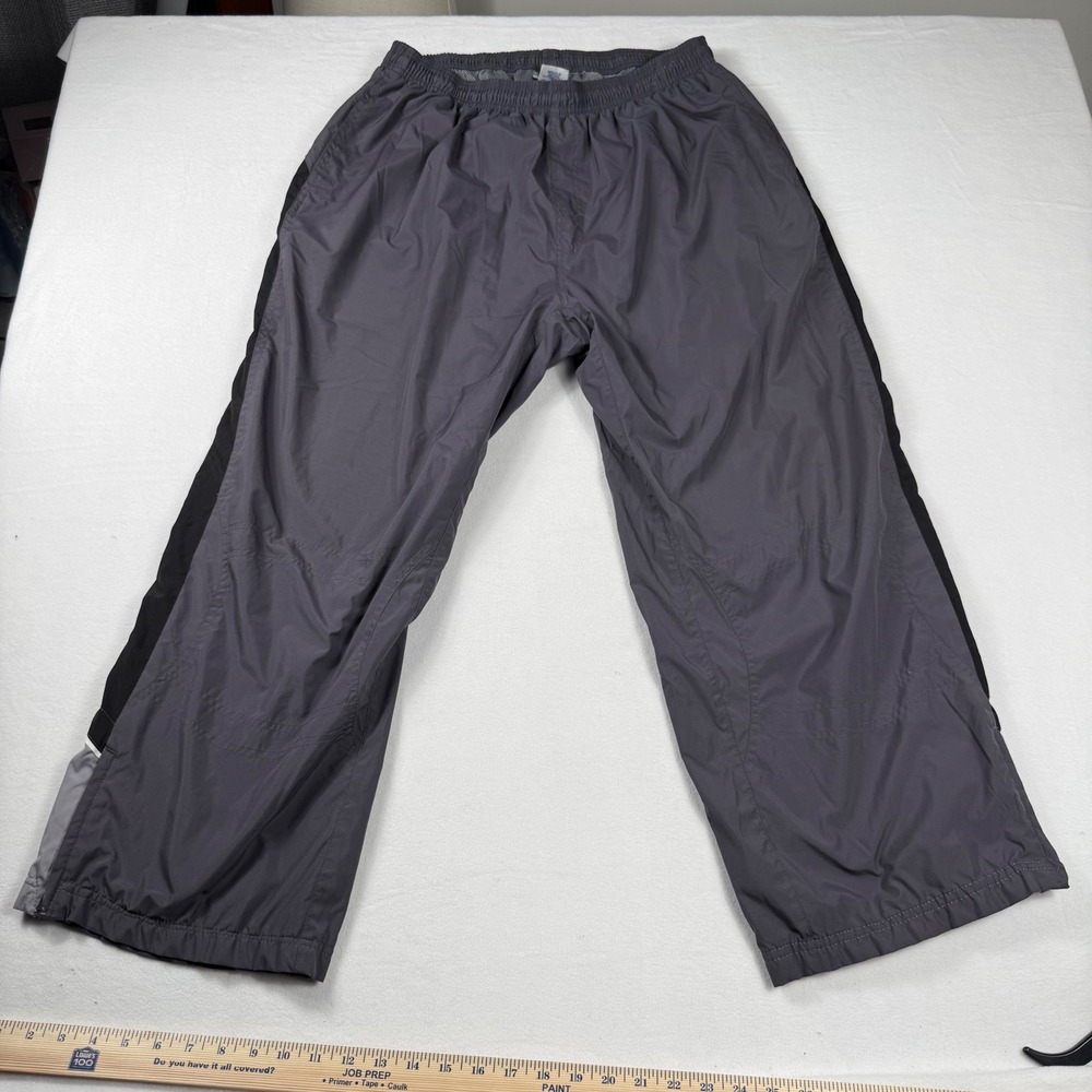 Reebok Track‎ Pants 2XL Gray Y2K Gorpcore Mesh Lined Windbreaker Joggers